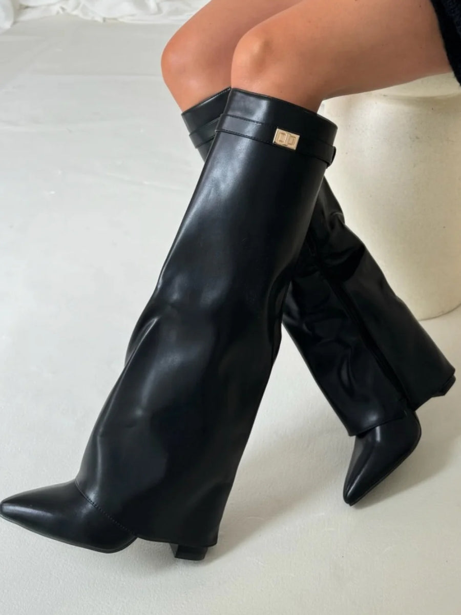 Ariana | Women’s Leather Thigh-High Boots with Buckle Detail