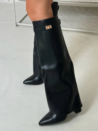 Ariana | Women’s Leather Thigh-High Boots with Buckle Detail