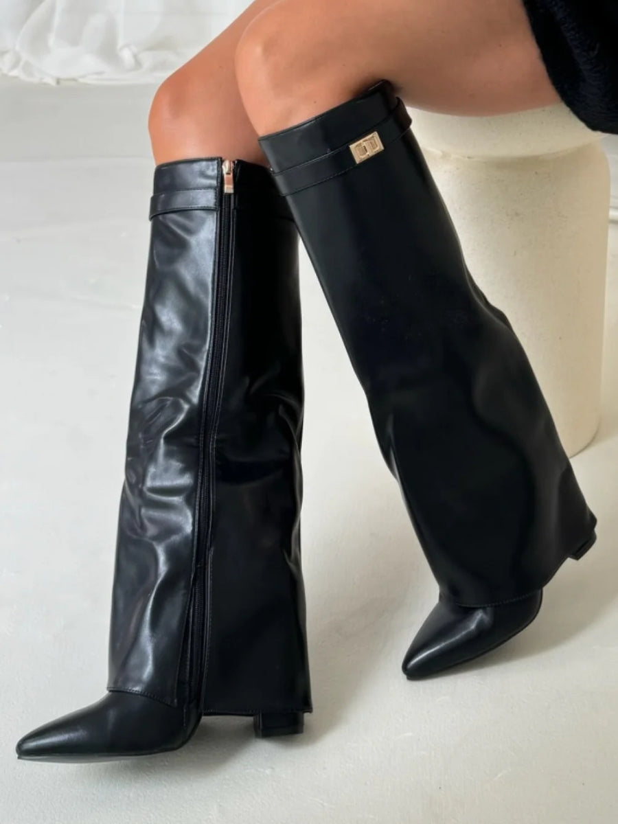 Ariana | Women’s Leather Thigh-High Boots with Buckle Detail