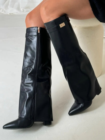 Ariana | Women’s Leather Thigh-High Boots with Buckle Detail