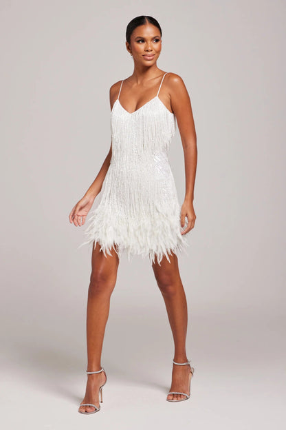 Vivienne | Women’s Cocktail Dress with Fringe Feather Details