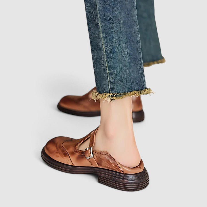 Clara | Classic Women’s Leather T-Strap Shoes