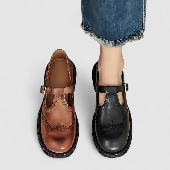 Clara | Classic Women’s Leather T-Strap Shoes